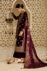 Embroidered Velvet Formal 3pcs suit By Jazmin