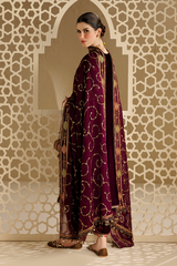 Embroidered Velvet Formal 3pcs suit By Jazmin
