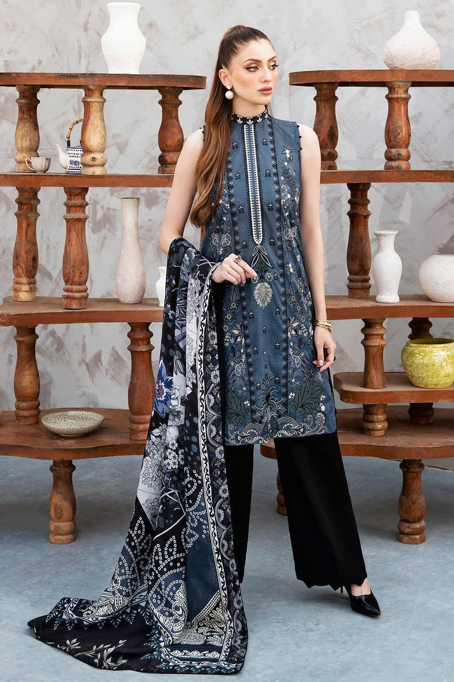 L-908 - 3PC Luxury Lawn Collection Ghazal By Ramsha