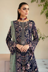3Pc Suit Embroidered Chiffon Unstitched  Dastoor By Ramsha