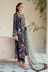 3Pc Suit Embroidered Chiffon Unstitched  Dastoor By Ramsha