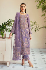 3Pc Suit Embroidered Chiffon Unstitched  Dastoor By Ramsha