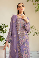 3Pc Suit Embroidered Chiffon Unstitched  Dastoor By Ramsha