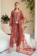 3Pc Suit Embroidered Chiffon Unstitched  Dastoor By Ramsha