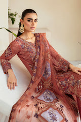 3Pc Suit Embroidered Chiffon Unstitched  Dastoor By Ramsha
