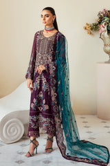 3Pc Suit Embroidered Chiffon Unstitched  Dastoor By Ramsha