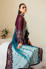 3Pc Suit Embroidered Chiffon Unstitched  Dastoor By Ramsha