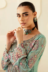 3Pc Suit Embroidered Chiffon Unstitched  Dastoor By Ramsha