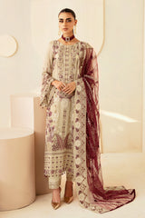 3Pc Suit Embroidered Chiffon Unstitched  Dastoor By Ramsha