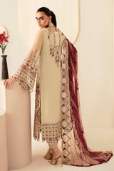 3Pc Suit Embroidered Chiffon Unstitched  Dastoor By Ramsha