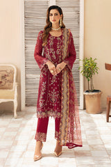 3Pc Suit Embroidered Chiffon Unstitched  Chevron By Ramsha