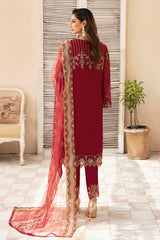 3Pc Suit Embroidered Chiffon Unstitched  Chevron By Ramsha