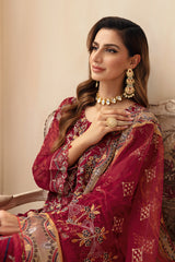 3Pc Suit Embroidered Chiffon Unstitched  Chevron By Ramsha