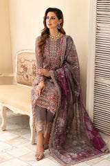 3Pc Suit Embroidered Chiffon Unstitched  Chevron By Ramsha