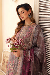 3Pc Suit Embroidered Chiffon Unstitched  Chevron By Ramsha