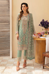 3Pc Suit Embroidered Chiffon Unstitched  Chevron By Ramsha