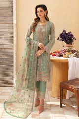 3Pc Suit Embroidered Chiffon Unstitched  Chevron By Ramsha