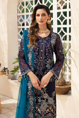 3Pc Suit Embroidered Chiffon Unstitched  Chevron By Ramsha