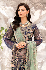 3Pc Suit Embroidered Organza Unstitched Minahil By Ramsha