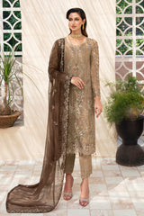 3Pc Suit Embroidered Chiffon Unstitched  Chevron By Ramsha