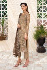 3Pc Suit Embroidered Chiffon Unstitched  Chevron By Ramsha