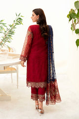 3Pc Suit Embroidered Organza Unstitched Minahil By Ramsha