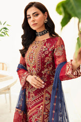3Pc Suit Embroidered Organza Unstitched Minahil By Ramsha