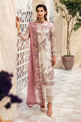 3Pc Suit Embroidered Chiffon Unstitched  Chevron By Ramsha