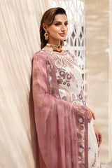 3Pc Suit Embroidered Chiffon Unstitched  Chevron By Ramsha