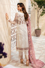 3Pc Suit Embroidered Chiffon Unstitched  Chevron By Ramsha