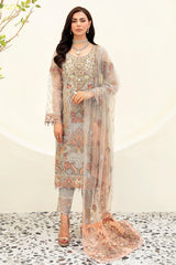 3Pc Suit Embroidered Organza Unstitched Minahil By Ramsha