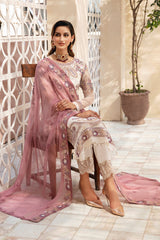 3Pc Suit Embroidered Chiffon Unstitched  Chevron By Ramsha