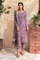 3Pc Suit Embroidered Chiffon Unstitched  Chevron By Ramsha