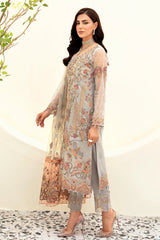 3Pc Suit Embroidered Organza Unstitched Minahil By Ramsha