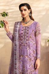 3Pc Suit Embroidered Chiffon Unstitched  Chevron By Ramsha