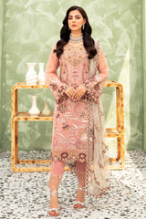 3Pc Suit Embroidered Organza Unstitched Minahil By Ramsha