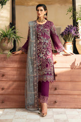 3Pc Suit Embroidered Chiffon Unstitched  Chevron By Ramsha