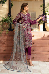 3Pc Suit Embroidered Chiffon Unstitched  Chevron By Ramsha