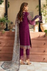 3Pc Suit Embroidered Chiffon Unstitched  Chevron By Ramsha