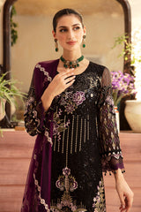 3Pc Suit Embroidered Chiffon Unstitched  Chevron By Ramsha
