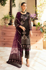 3Pc Suit Embroidered Chiffon Unstitched  Chevron By Ramsha