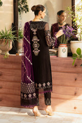 3Pc Suit Embroidered Chiffon Unstitched  Chevron By Ramsha
