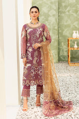 3Pc Suit Embroidered Organza Unstitched Minahil By Ramsha