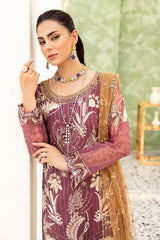 3Pc Suit Embroidered Organza Unstitched Minahil By Ramsha