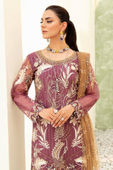 3Pc Suit Embroidered Organza Unstitched Minahil By Ramsha