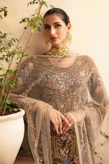 3Pc Suit Embroidered Chiffon Unstitched  Chevron By Ramsha
