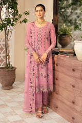 3Pc Suit Embroidered Chiffon Unstitched  Chevron By Ramsha
