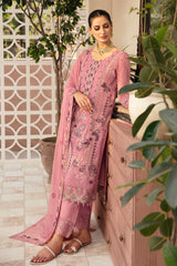 3Pc Suit Embroidered Chiffon Unstitched  Chevron By Ramsha