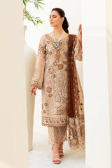 3Pc Suit Embroidered Organza Unstitched Minahil By Ramsha