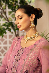 3Pc Suit Embroidered Chiffon Unstitched  Chevron By Ramsha